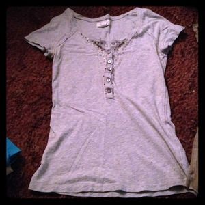 Beaded bottom down shirt