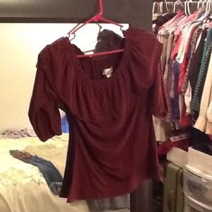 Maroon like new off the shoulder blouse.
