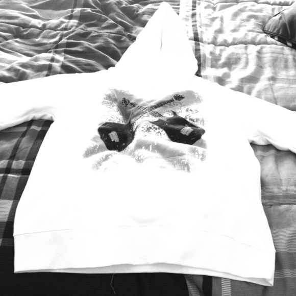 White guitar hoodie