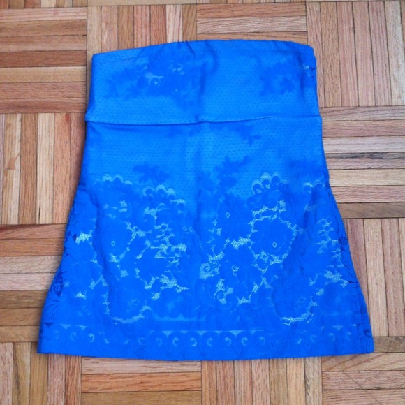 Express Blue Lace Tube Top
