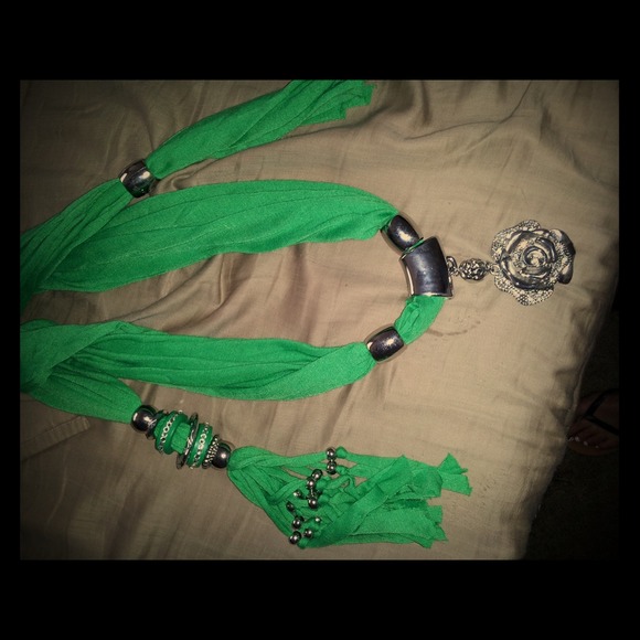 Green Fashion Scarf with decorative hardware