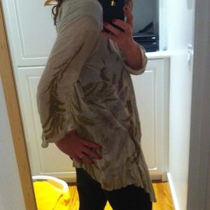 Anthropologie gold leaf lightweight cardigan