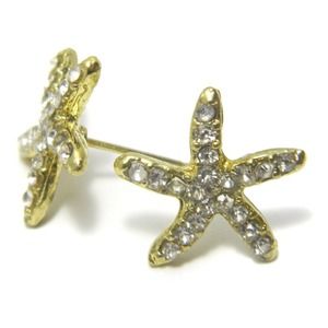 Starfish Rhinestone Stud Earrings