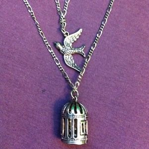Claire's Silver Birdcage Necklace