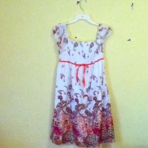 White an orange dress