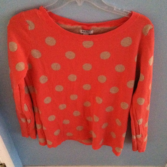 Coral polka dot shirt