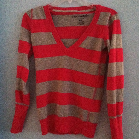 Pink and gray striped sweater