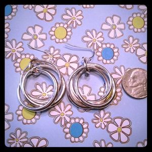 Silver triple hoop earrings