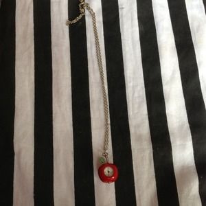 Cute red apple clock necklace
