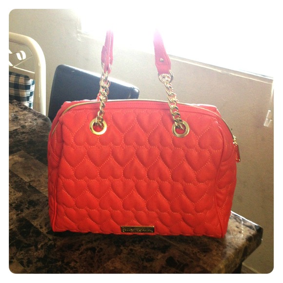Betsey johnson CORAL color purse with gold chain !