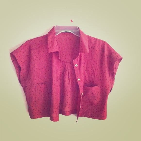 ****SOLD****Red Patterned Crop Top!