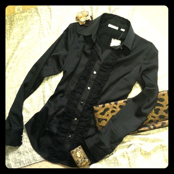 New York & company elegant black blouse / shirt xs
