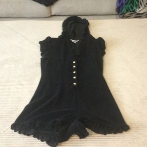 Terry cloth Beach Bunny Black onesie coverup