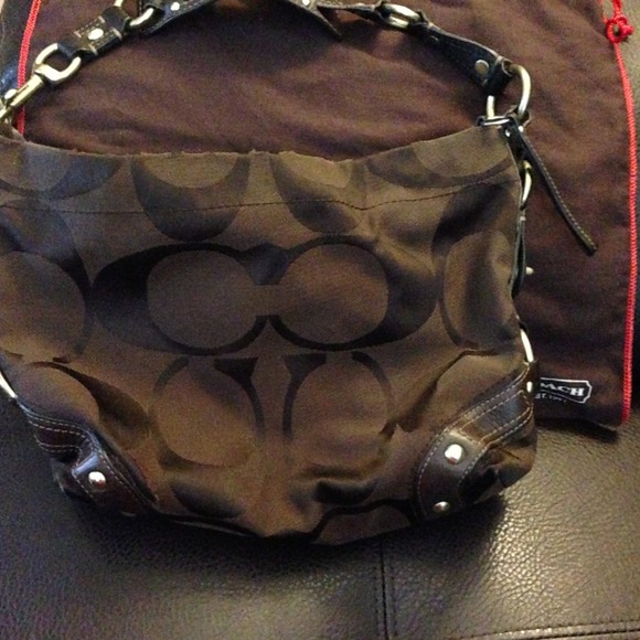 Coach brown hobo bag with duster bag