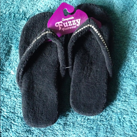 SOLD Blingy Fuzzy House Flip Flops