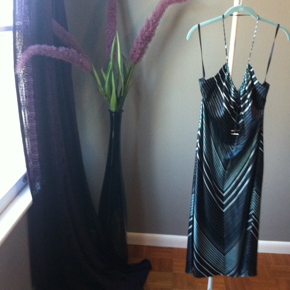 Slinky striped halter dress by Kenneth Cole