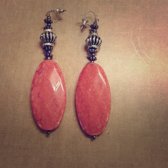 SOLD Coral statement earrings