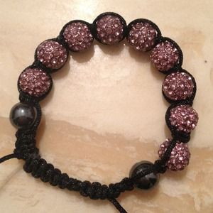 Pink crystal shamballa bracelet