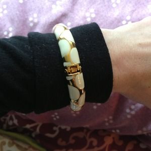 Gold and white polka dotted bracelet. ~$$ REDUCED