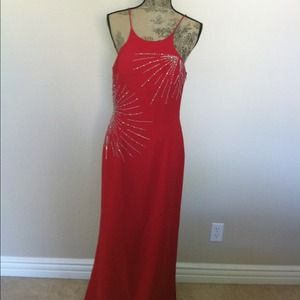 Long red dress