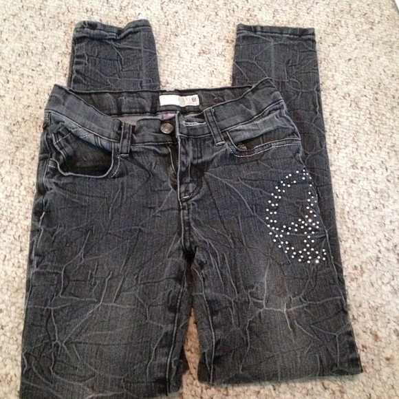 GIRLS size 10, black skinny jeans with BLING - Picture 1 of 4