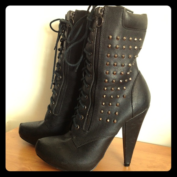 Spiked Lace-Up Boots