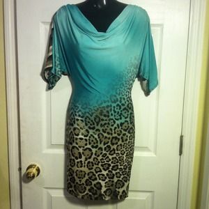 Green and leopard print sexy dress