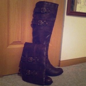 *RESERVED*Brown Buckle Knee high Boots *NEW*