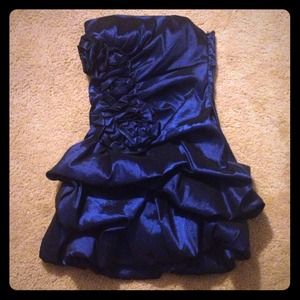 Navy blue layered short dress