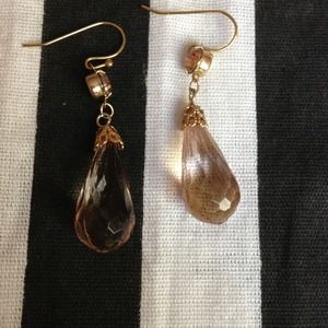 Champagne and gold teardrop earrings