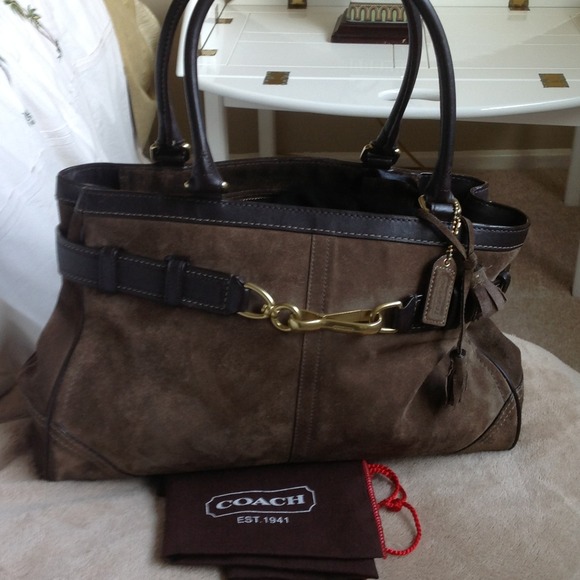 Reduced! Coach brown suede leather bag