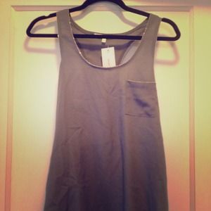 Grey silky top with metallic detail