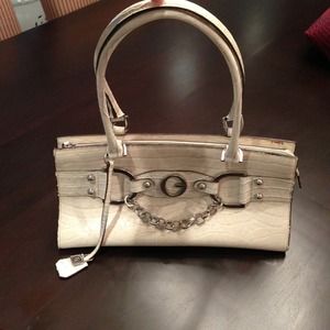 Guess cream snake skin looking purse