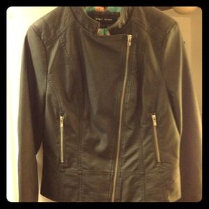 Charcoal gray faux leather jacket