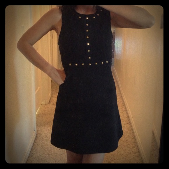 Little black dress with Glod studded!! Stylish!!