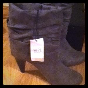 Grey suede ankle boots