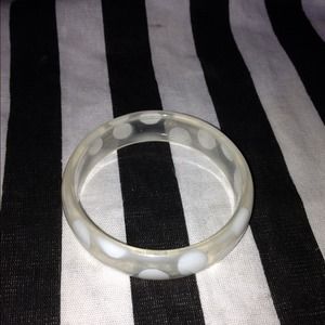 Clear white polka dot bangle