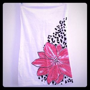 White tube top with a flower & cheetah print