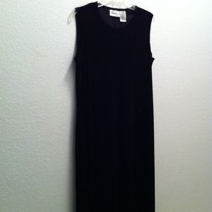 Velvety long black dress.