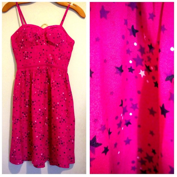 Fuchsia Star Patterned Dress