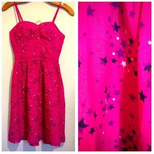 Fuchsia Star Patterned Dress