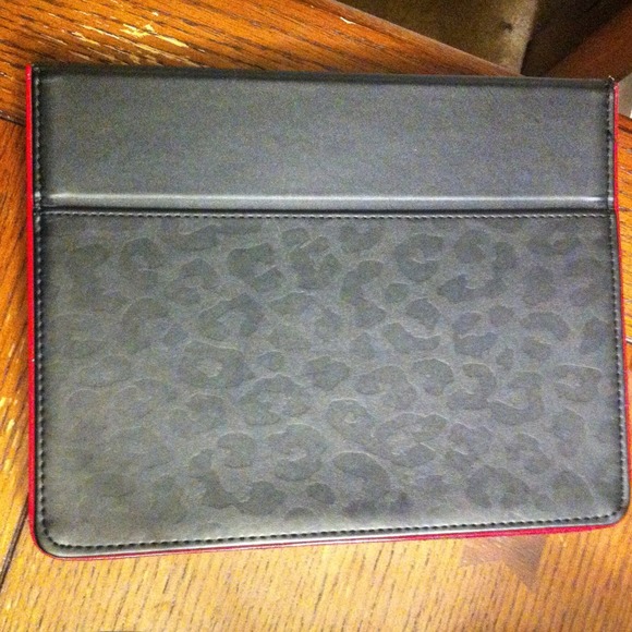 Black and red leopard print iPad case
