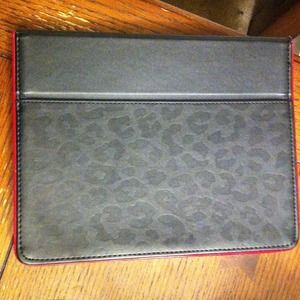 Black and red leopard print iPad case