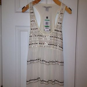 NWT cream sequin beaded baby doll top!