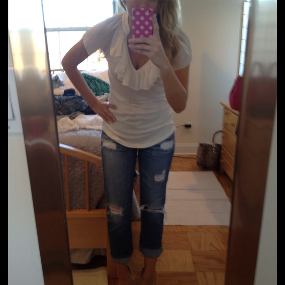 NWT Express White Ruffle Top - Picture 2 of 2