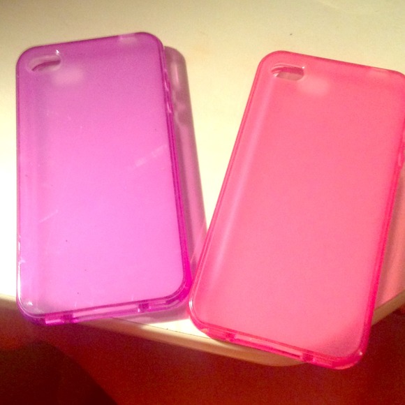 Two iPhone 4/ 4S silicone cases. Pink and purple