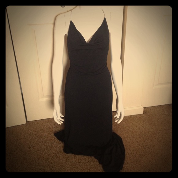 SOLD Floor-length open back scrunch butt