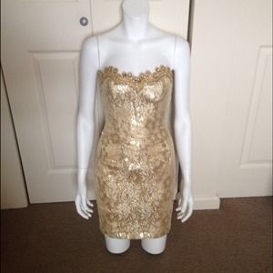 Gold cocktail mini dress NEVER WORN