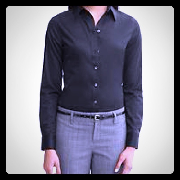 Banana Republic black sateen collared shirt