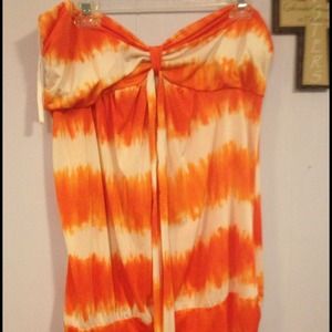 Orange stripped sleeveless summer shirt